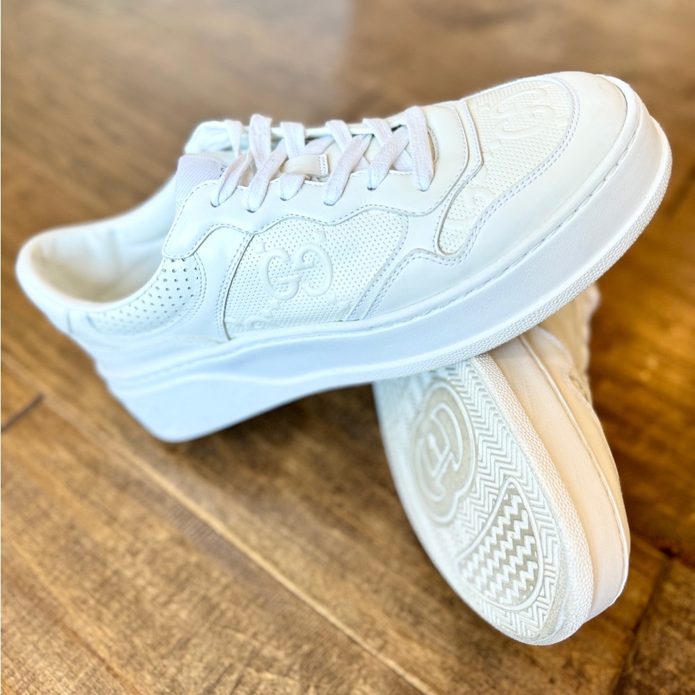 Authentic GUCCI GG Embossed Leather Sneakers - Women’s